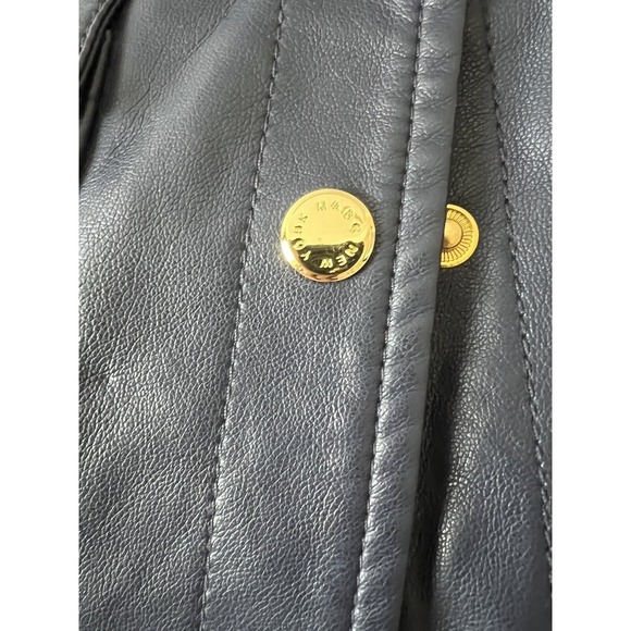 Mark New York Andrew Mark Women's Faux Leather Short Jacket Sz S Navy Embroidery - Picture 3 of 9